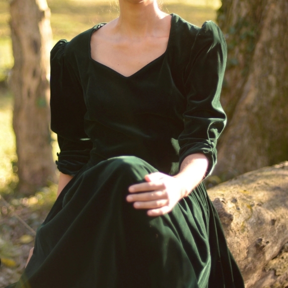 Laura Ashley Vintage Velvet Dress Vintage 90s Laura Ashley Black